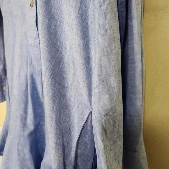 Tuckernuck Blue Cotton Chambray Callahan ButtonDown Shirt Dress Ruffle Hem Small - Picture 8 of 11